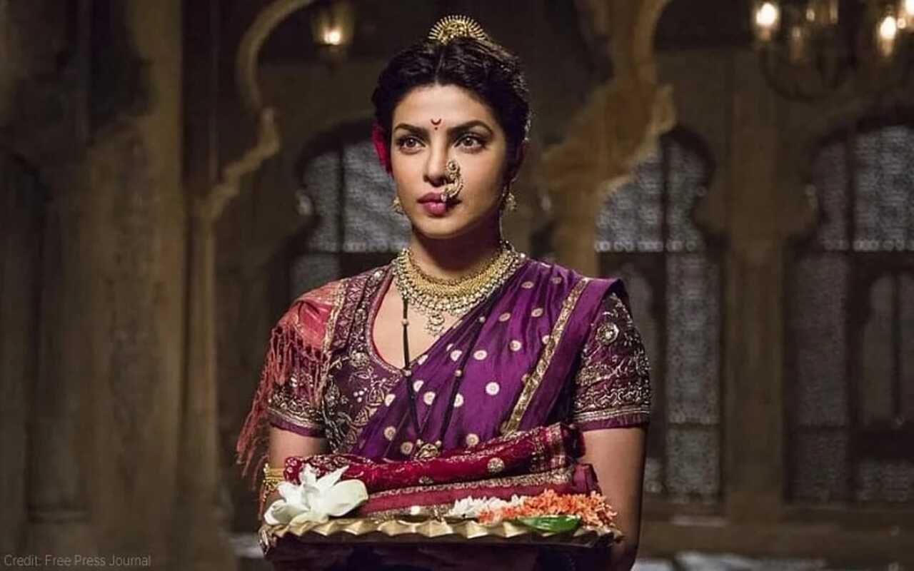 Priyanka Chopra - Bajirao Mastani
Priyanka’s Kashibai became widely known and acclaimed for its Marathi authenticity, complete with Paithani sarees, nath, and traditional jewellery, she added grace to the period realism.